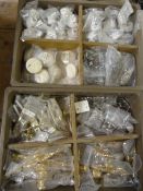Two Trays of Assorted Metal and Porcelain Knobs an