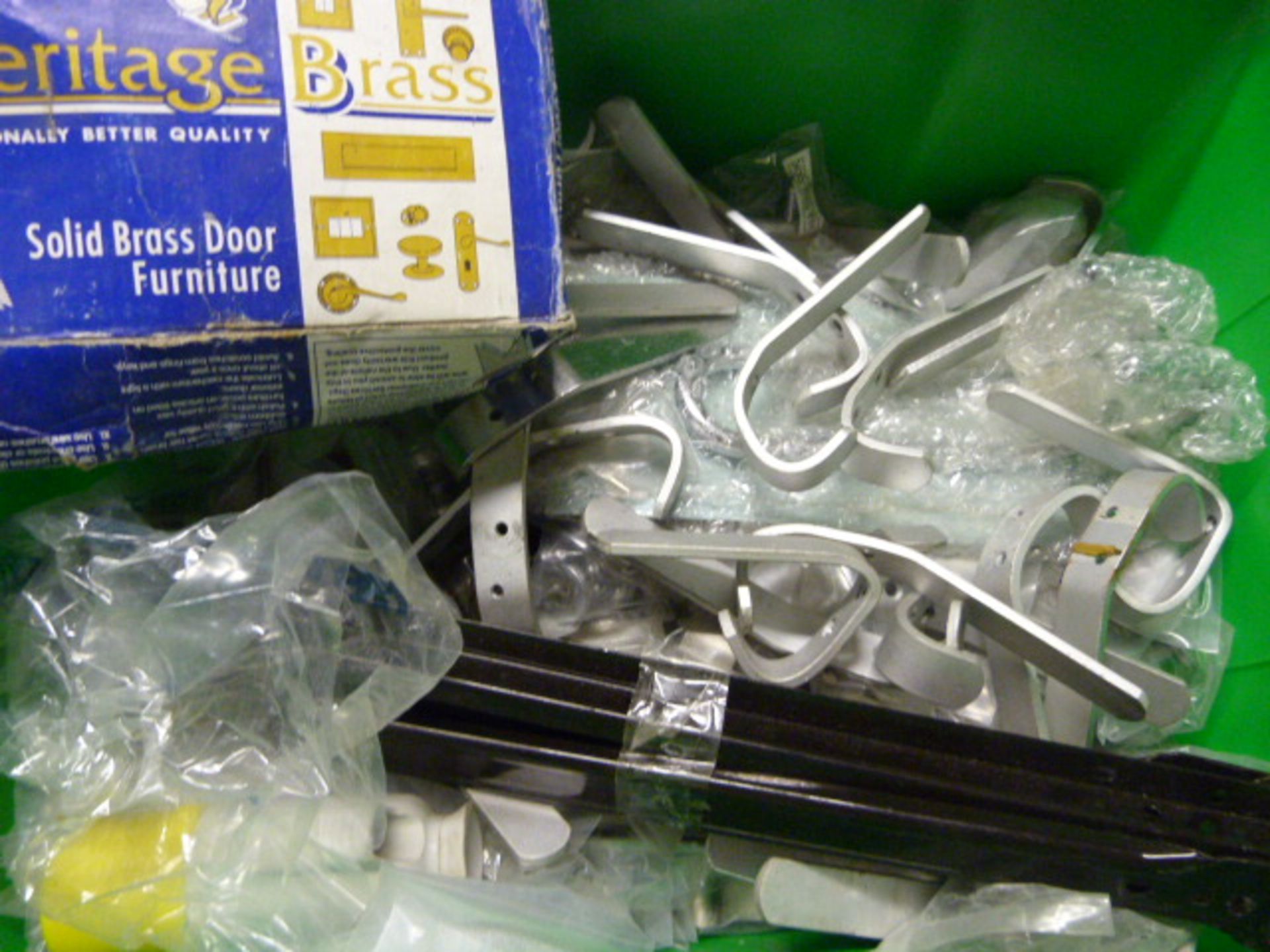 Box of Coat Hooks and Handles etc.