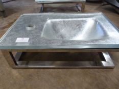 *Small Silver Rectangular Glass Sink with Chrome B