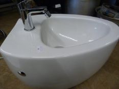 *Oval Wall Mounted White Ceramic Bidet with Tap