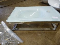 *Small White Glass Rectangular Sink