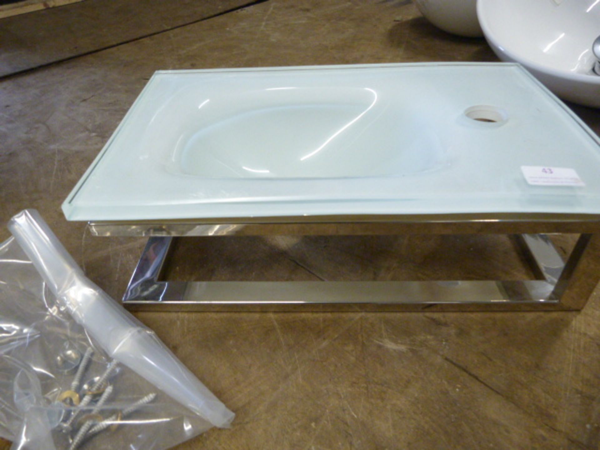 *Small White Glass Rectangular Sink