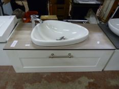*Cream Wall Mounted Cabinet with Oak Worktop and O