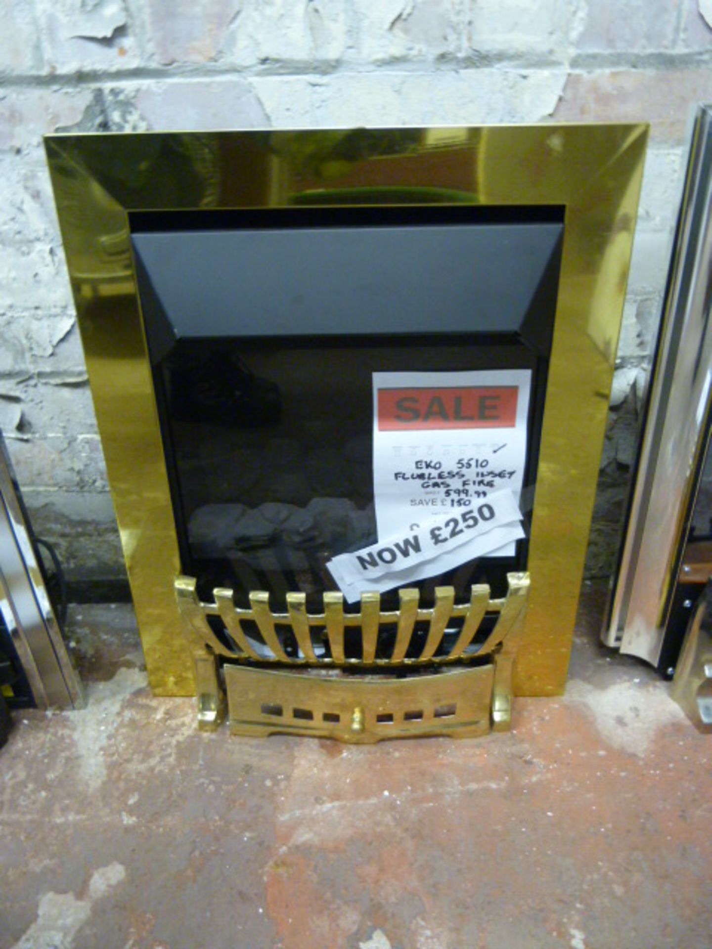 *Black & Brass Flueless Gas Fire