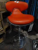 *Red Oval Stool with Chrome Support and Base