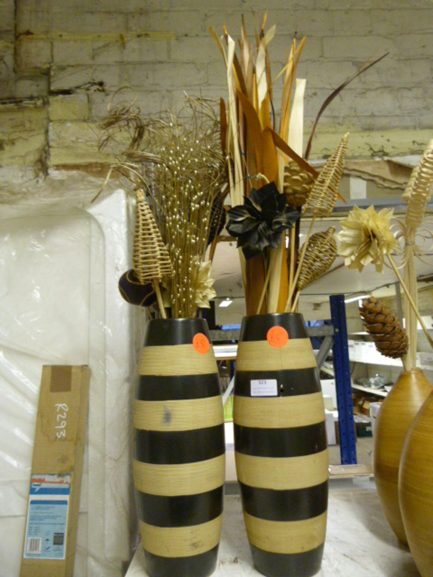 *Pair of Vases with Artificial Foliage