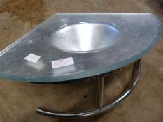 *Small Silver Glass Corner Sink with Chrome Bracke