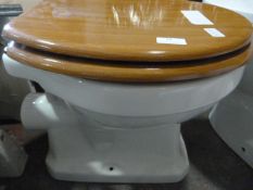 *Floor Mounted Toilet with Oak Seat