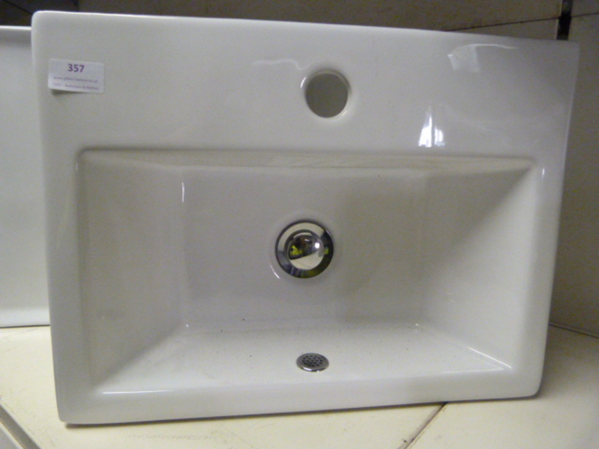 *Rectangular White Ceramic Sink with Tap Hole