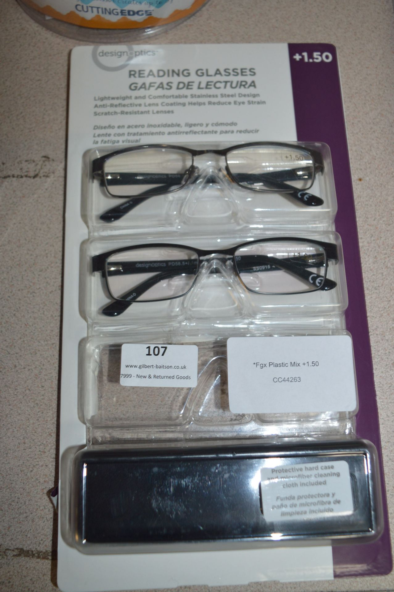 *FGX Plastic Mix +1.50 Reading Glasses 2pk