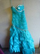 *Aqua/Sequin Long Prom Dress Size:8