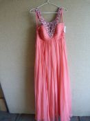 *Jeweled Front Coral Prom Dress Size:8