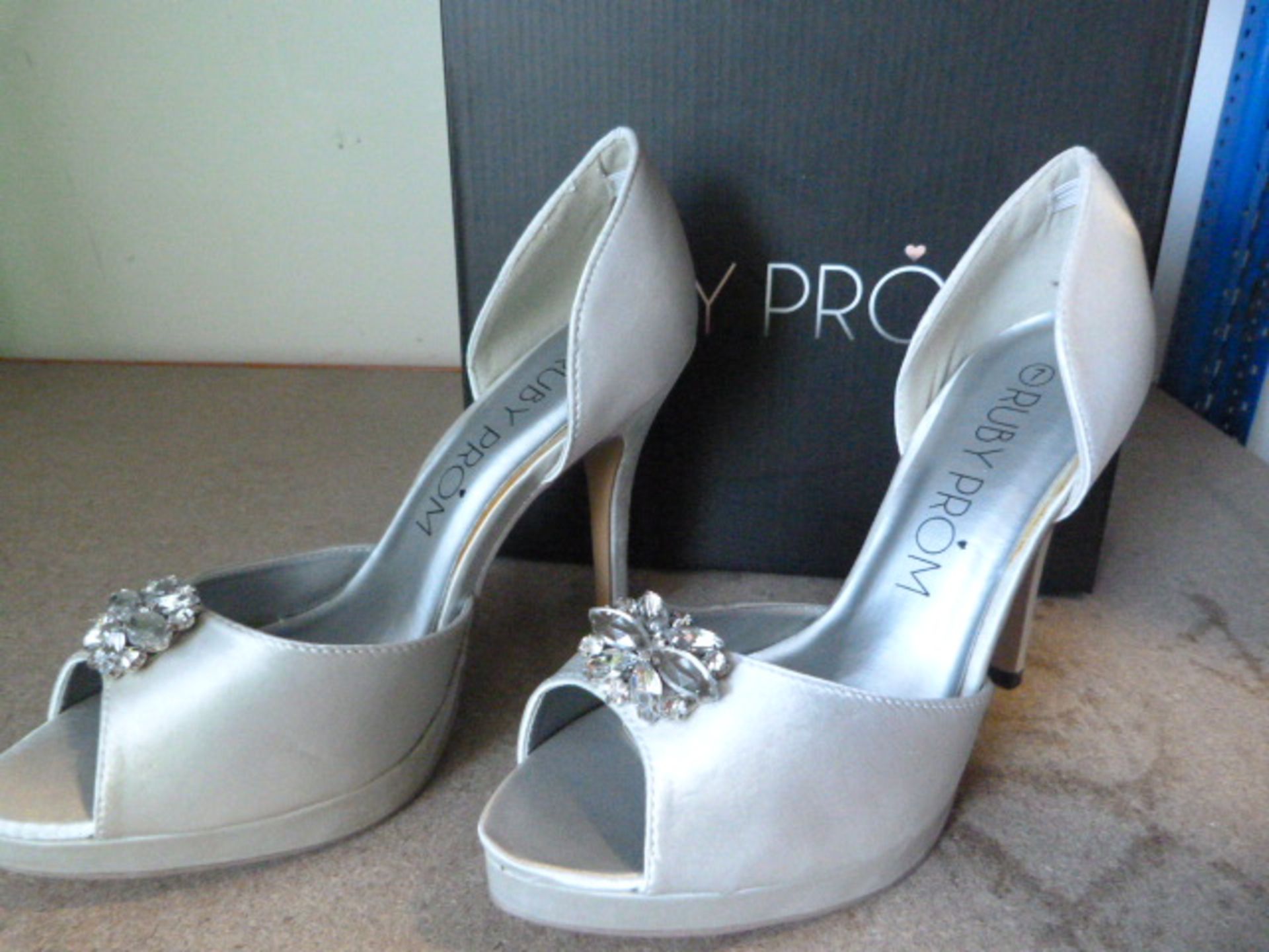 *Ru02 Silver Prom Shoes Size:5
