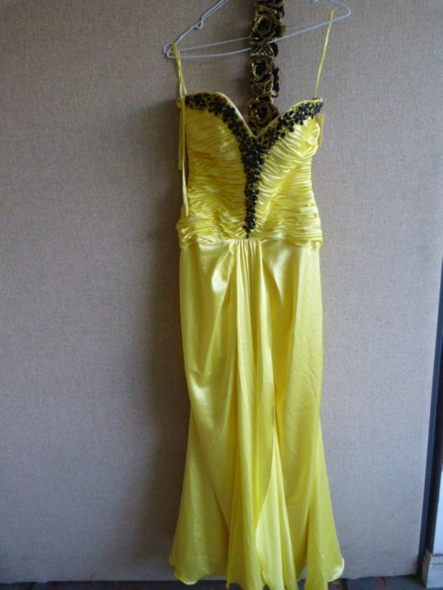 Yellow Satin Prom Dress Size:6