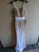 *Vivian White/Gold Prom Dress Size:8