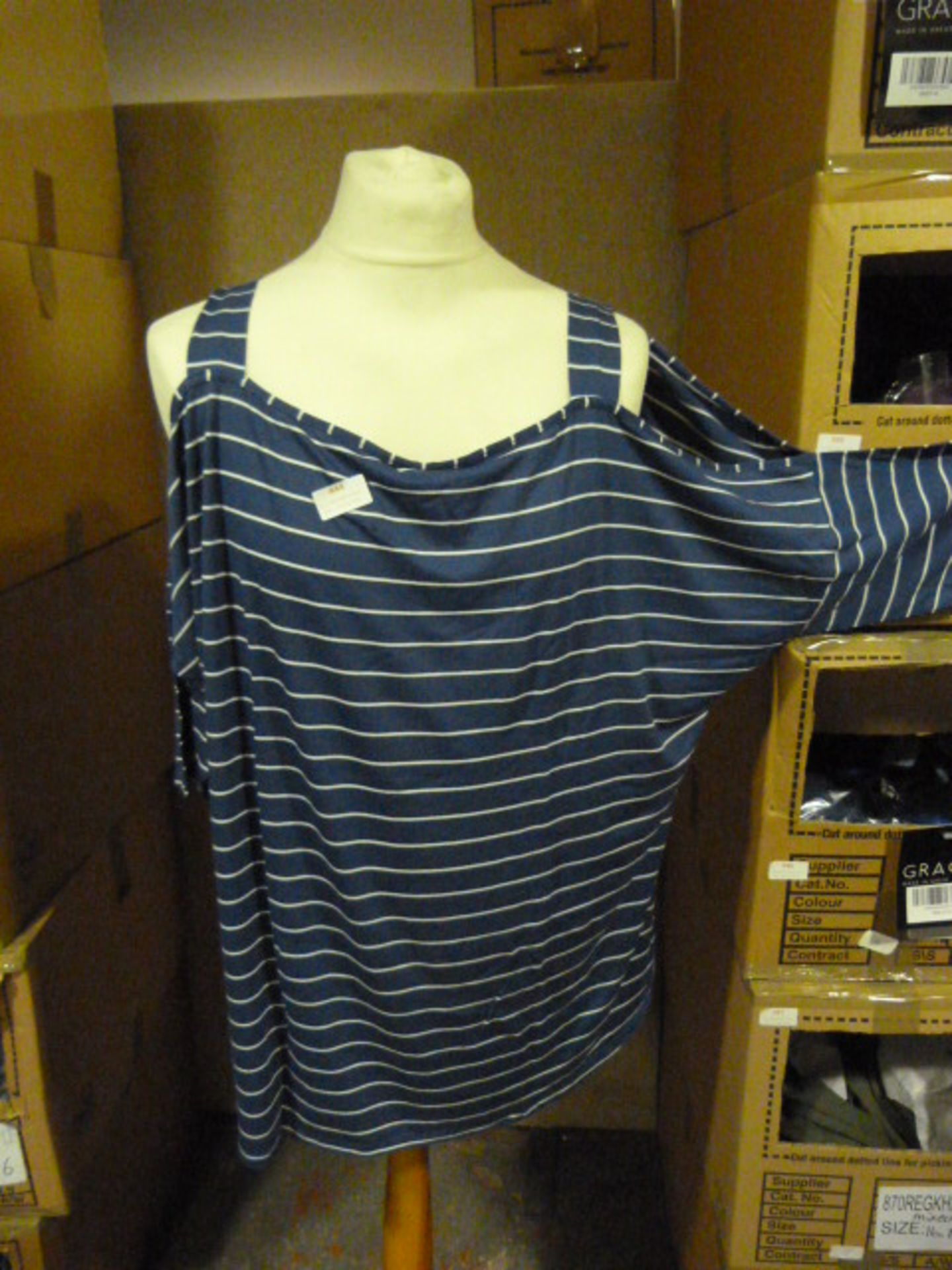 *Twenty Four Blue & White Striped Tops (Various Si