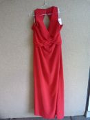 *Flame Red Full Length V-Neck Prom Dress Size:12