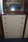 Dark Wood & Cream Five Height Chest of Drawers