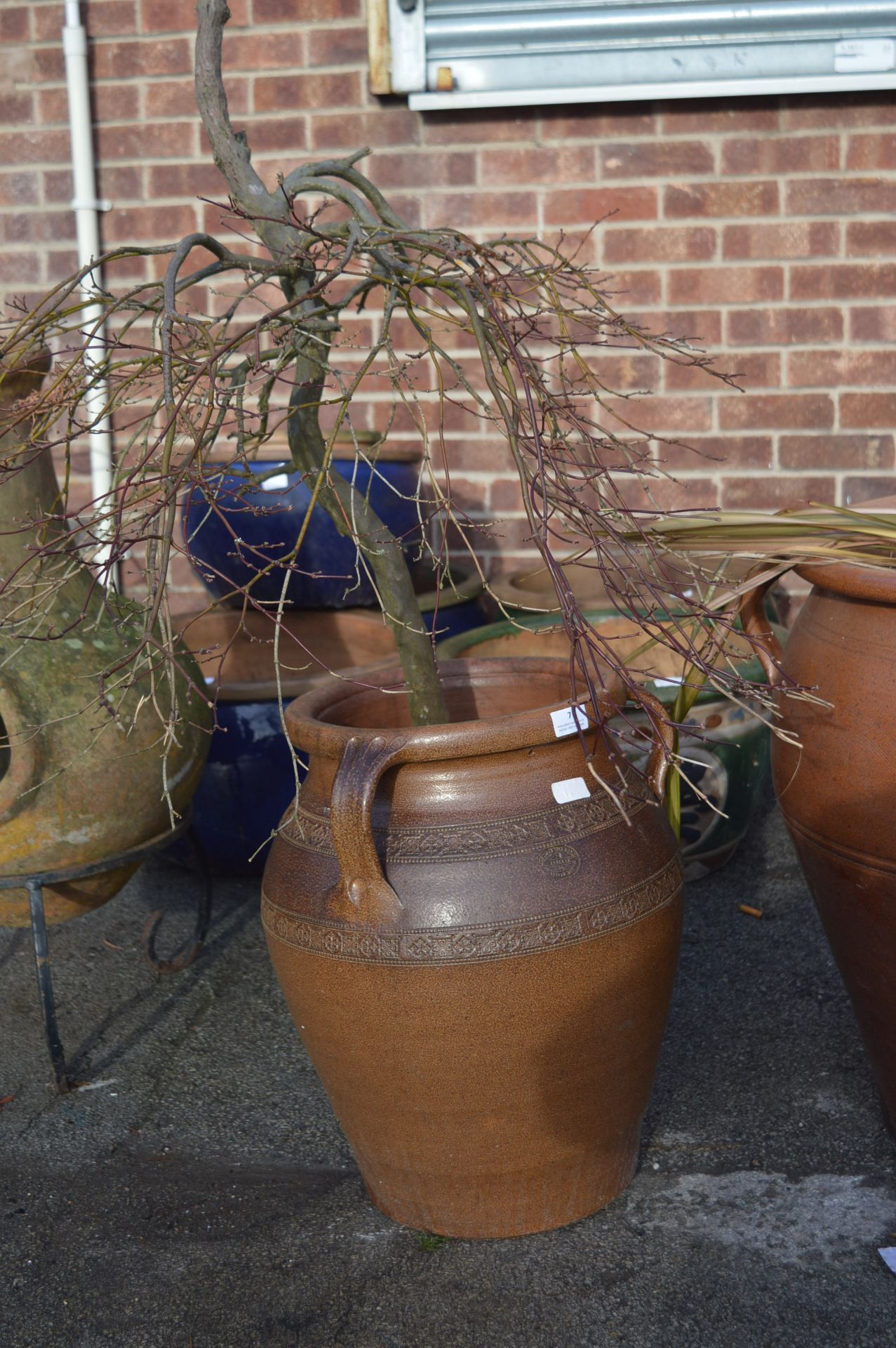 Embossed Salt Glazed Garden Urn