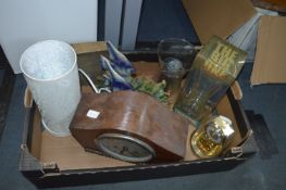 Box Containing Assorted Clocks, Vases, Table Lamps