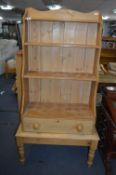 Pine Bookshelf with Drawer on Four Turned Legs