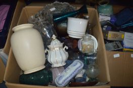 Box Containing Assorted Ceramic, Glassware, Silver
