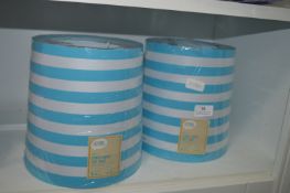 Pair of Blue & White Striped Lamp Shades