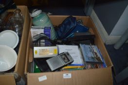 Box Containing Assorted CDs, Cameras, Cassette to