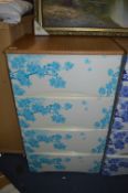 *Chest of Four White & Blue Floral Drawers