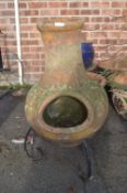 Clay Chiminea on Stand