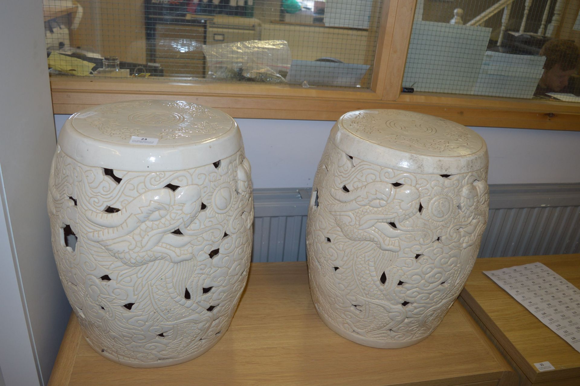 Pair of Oriental Style Ceramic Stools