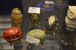 Five Faberge Style Decorative Eggs