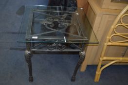 Glass Topped Metal Framed Table