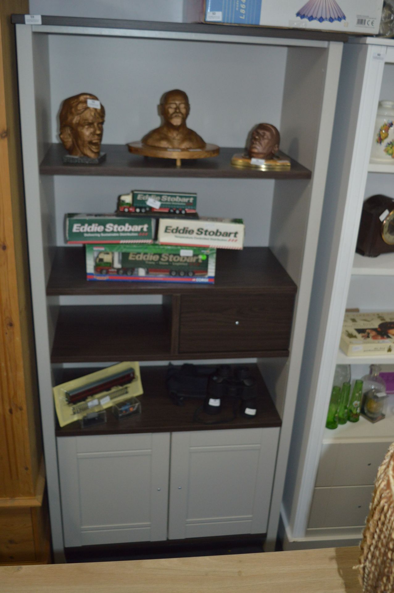 *Bookshelf over Cupboard in Dark Oak & Grey Finish