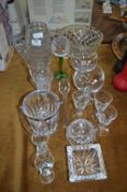 Assorted Cut Glassware; Bowls, Glasses, etc.
