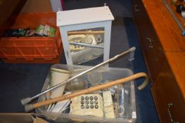 Plastic Box Containing Telephone, Cut Glassware, W