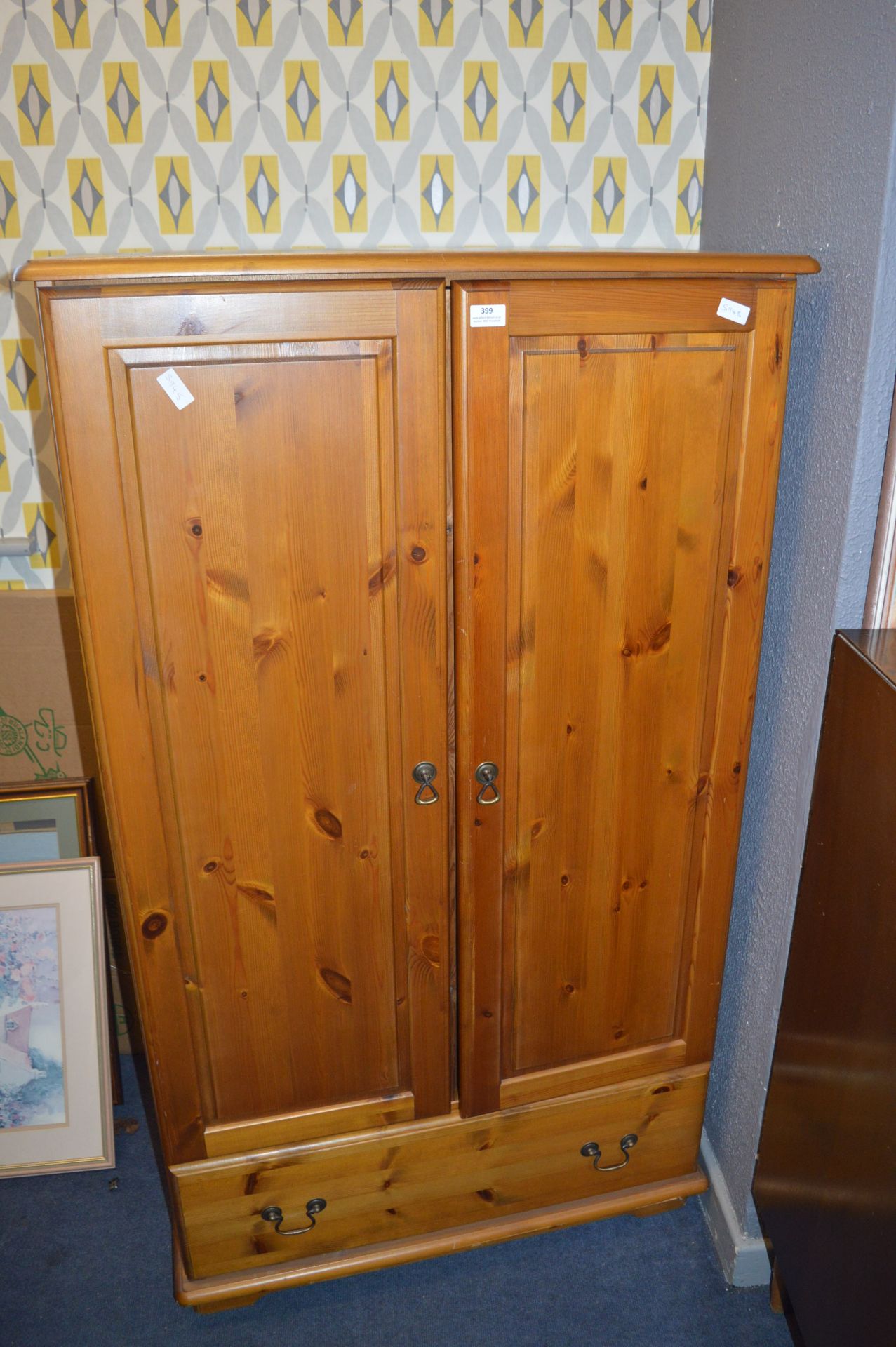 Pine Single Wardrobe with Drawer