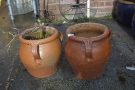 Pair of Glazed Stoneware Urns