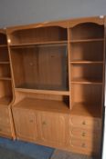 Teak and Glass Wall Unit