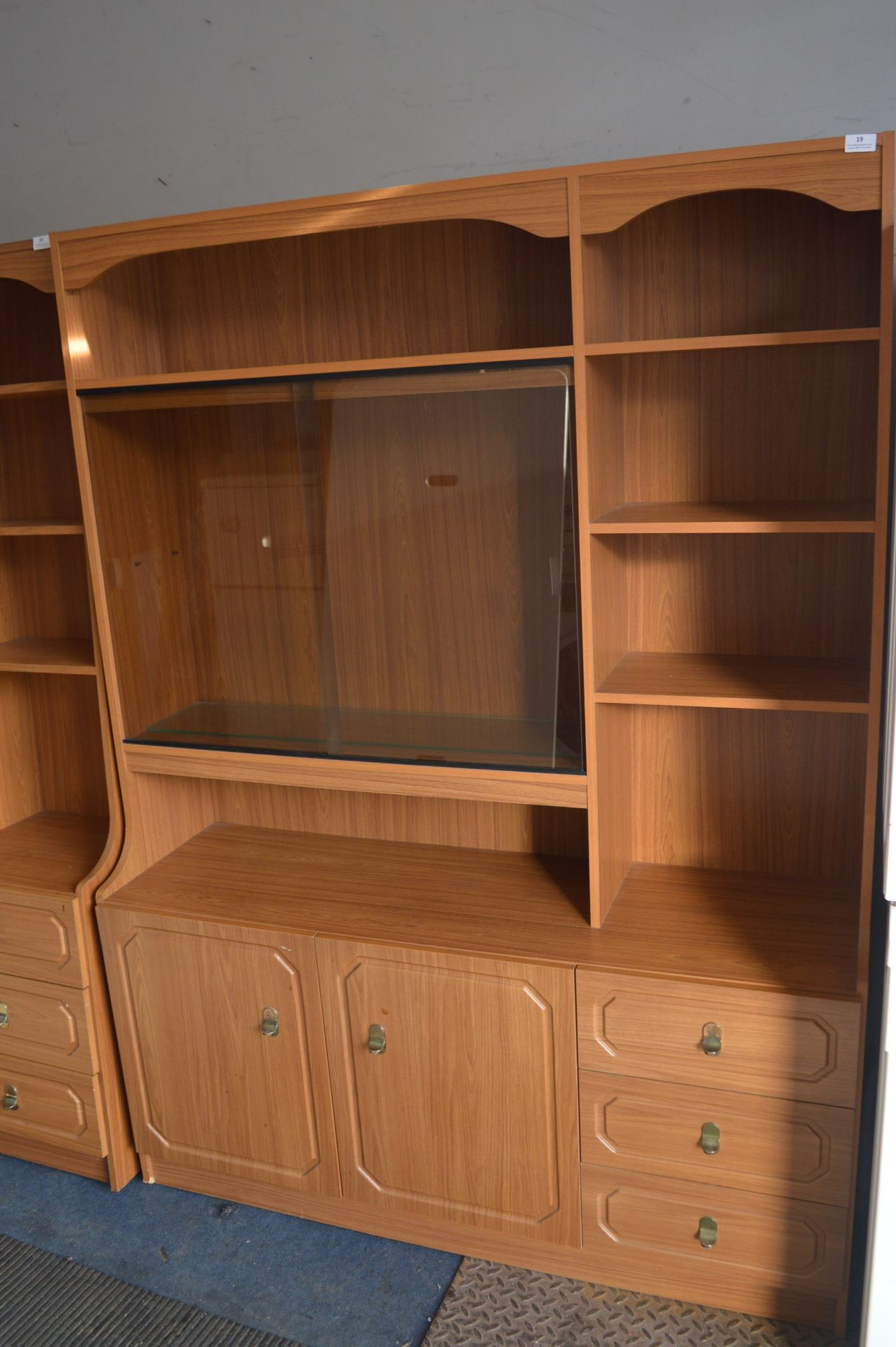 Teak and Glass Wall Unit