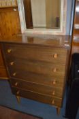 Dark Wood Five Height Chest of Drawers