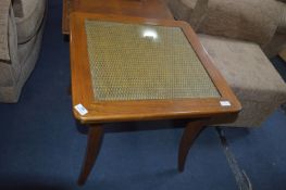 Solid Wood Occasional Table with Rattan & Glass To
