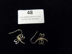 *Pair of Silver Dragonfly Earrings with Glittering