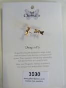 *Pair of Chrysalis 18ct Rose Gold Dragonfly Stud E