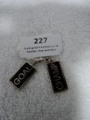 *Two Silver & Black Enamel Charms - Goal and Champ