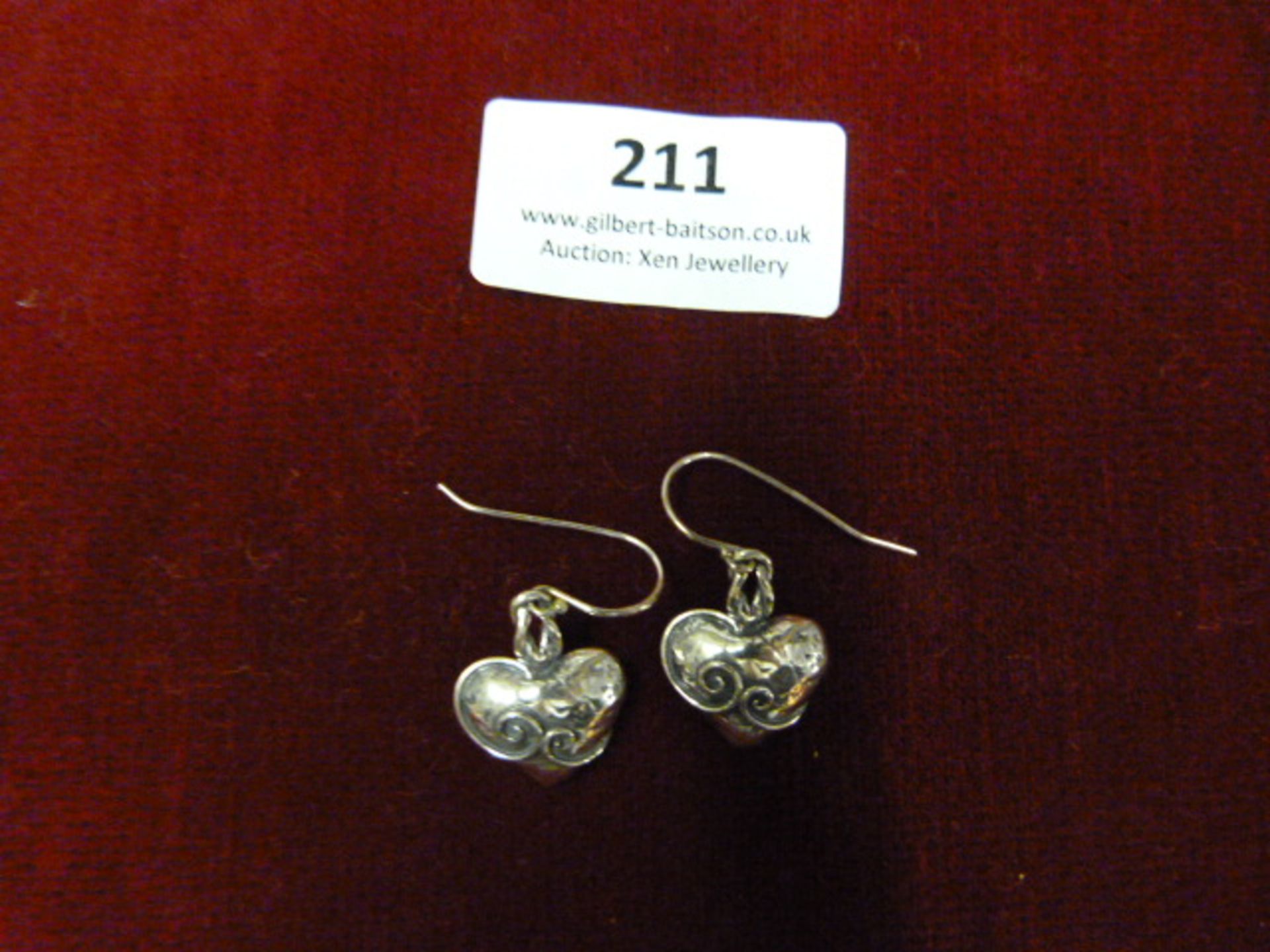 *Pair of Hammered Silver Heart Earrings