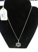 *20" Diamond Curb Chain with Silver & Amber "Ship"