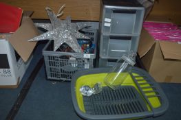 *Plastic Crate of Assorted Items, Plastic Drawers,