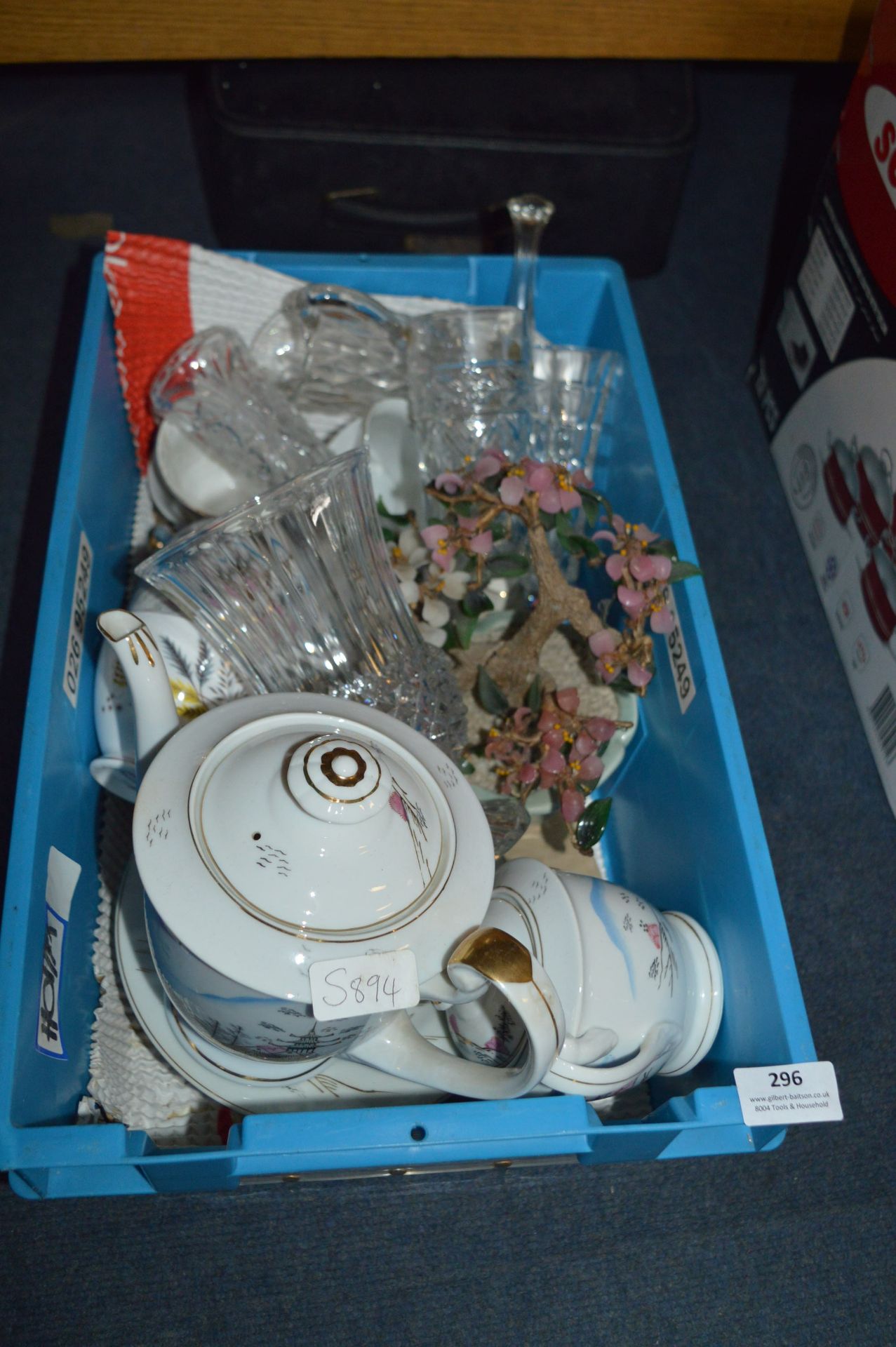 Box Containing Japanese Style Tea Set and Glasswar