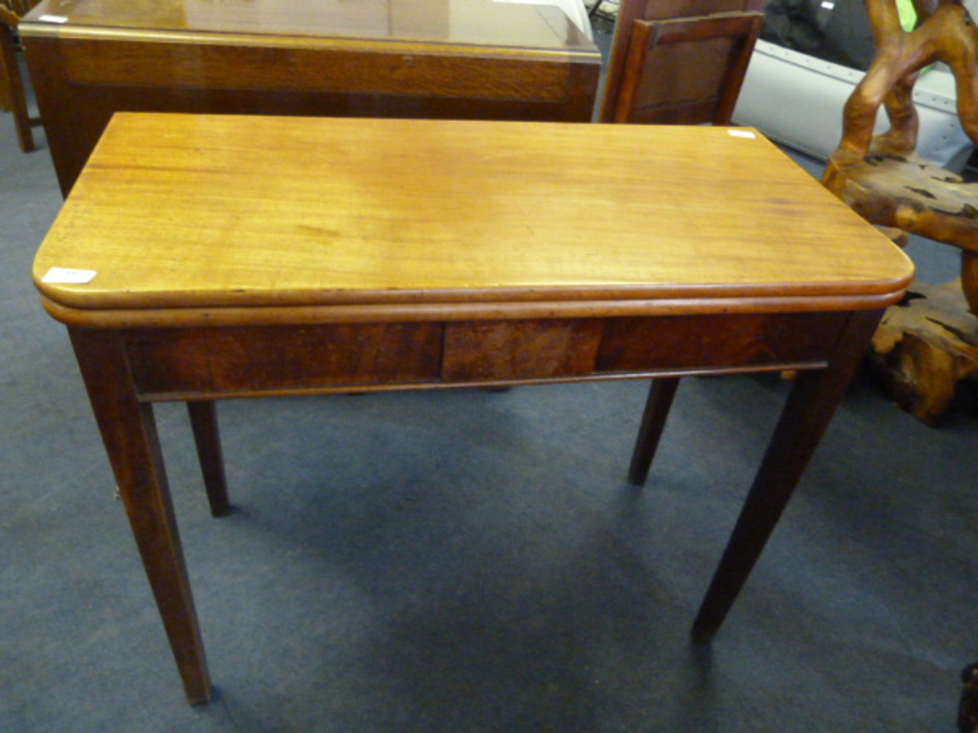 Mahogany Fold Over Tea Table on Square Legs